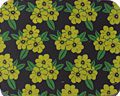 A FLOWER PATCH YELLOW/LIME 10" X 11" on a black background.