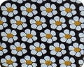 A pattern of GROOVY BLOOM WHITE/GOLD 10" X 11" flowers.