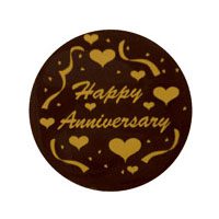 Happy Anniversary Hearts Two Round Chocolate Dessert Wafer
