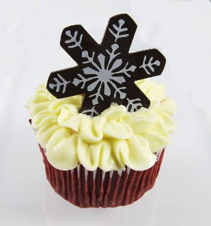Chocolate Muffin With Snowflake Shape Dessert Wafer