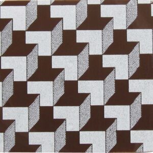 A brown and white square coaster with houndstooth pattern.