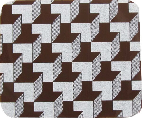 A brown and white square coaster with houndstooth pattern.