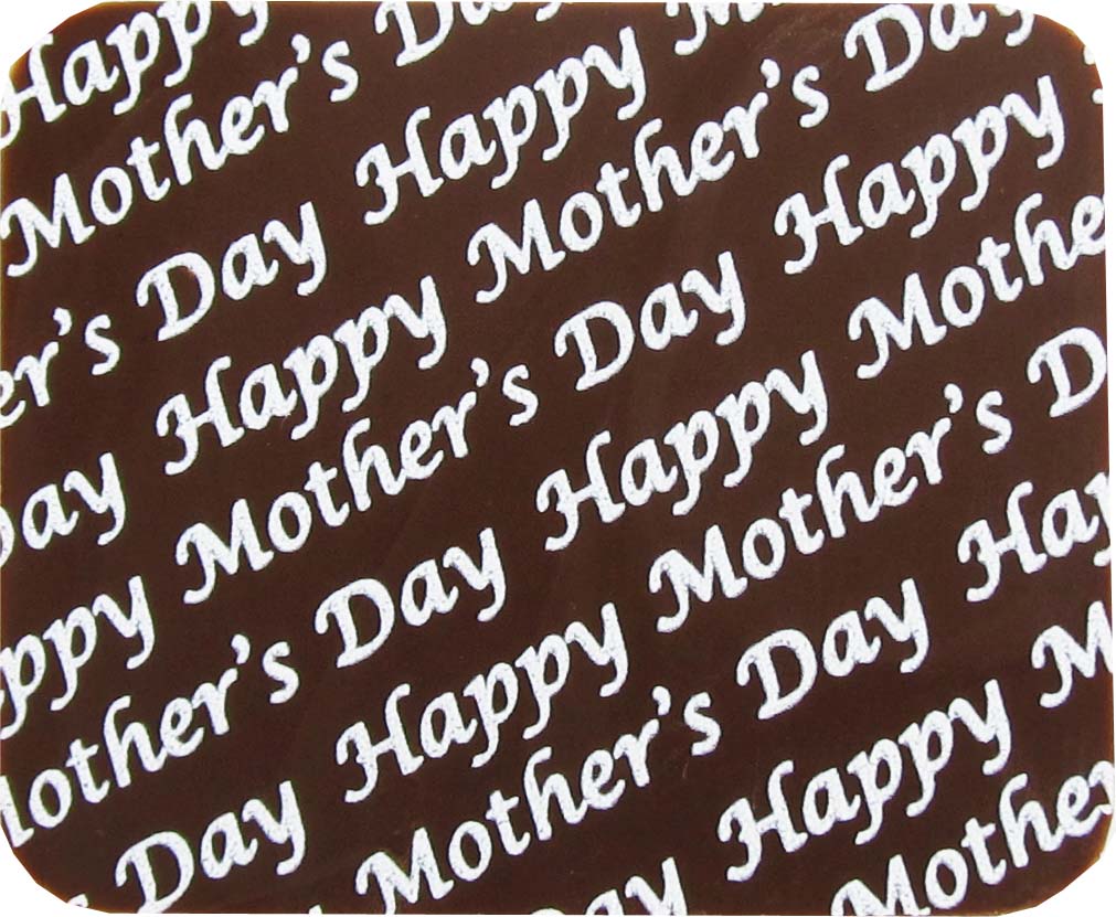 A chocolate coaster with the words happy mother's day.