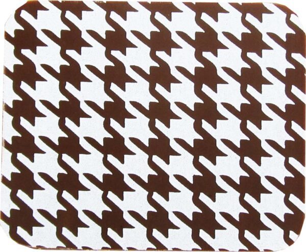 A brown and white houndstooth coaster.