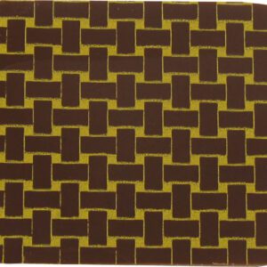 A brown and yellow square coaster with a woven pattern.