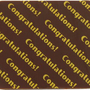 A brown and gold coaster with the words congratulations.