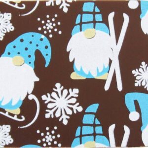 A Gnomes in Winter coaster with gnomes and snowflakes on it.