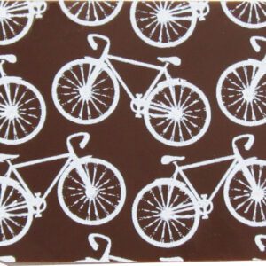 A coaster with bicycles on it.