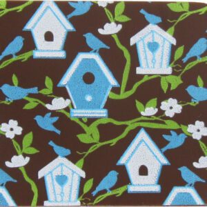 Blue and brown birdhouse coaster.