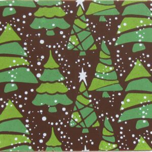 A christmas tree coaster with green and brown trees.