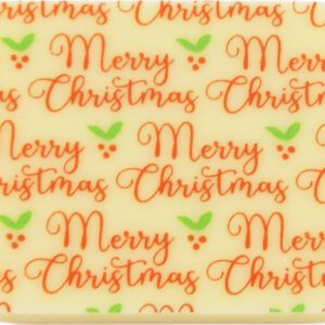 A merry christmas coaster with orange and green lettering.